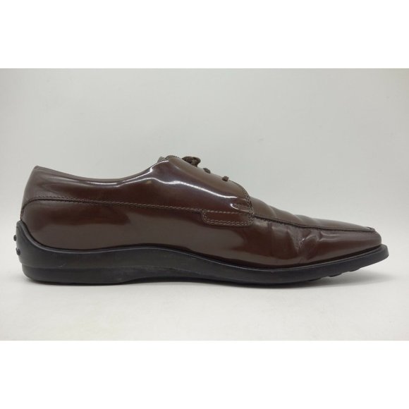 Tods Brown Patent Leather Dress Casual Lace Up Oxfords Shoes Men\'s 9 main image 10